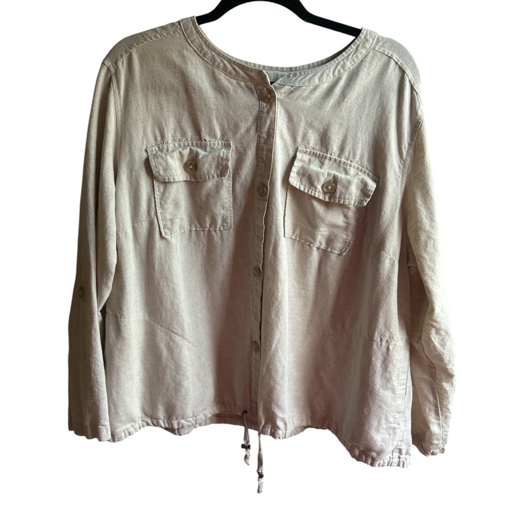 Liz Claiborne Linen Shirt Women’s 1X | Boho Lagenlook Casual Minimalist